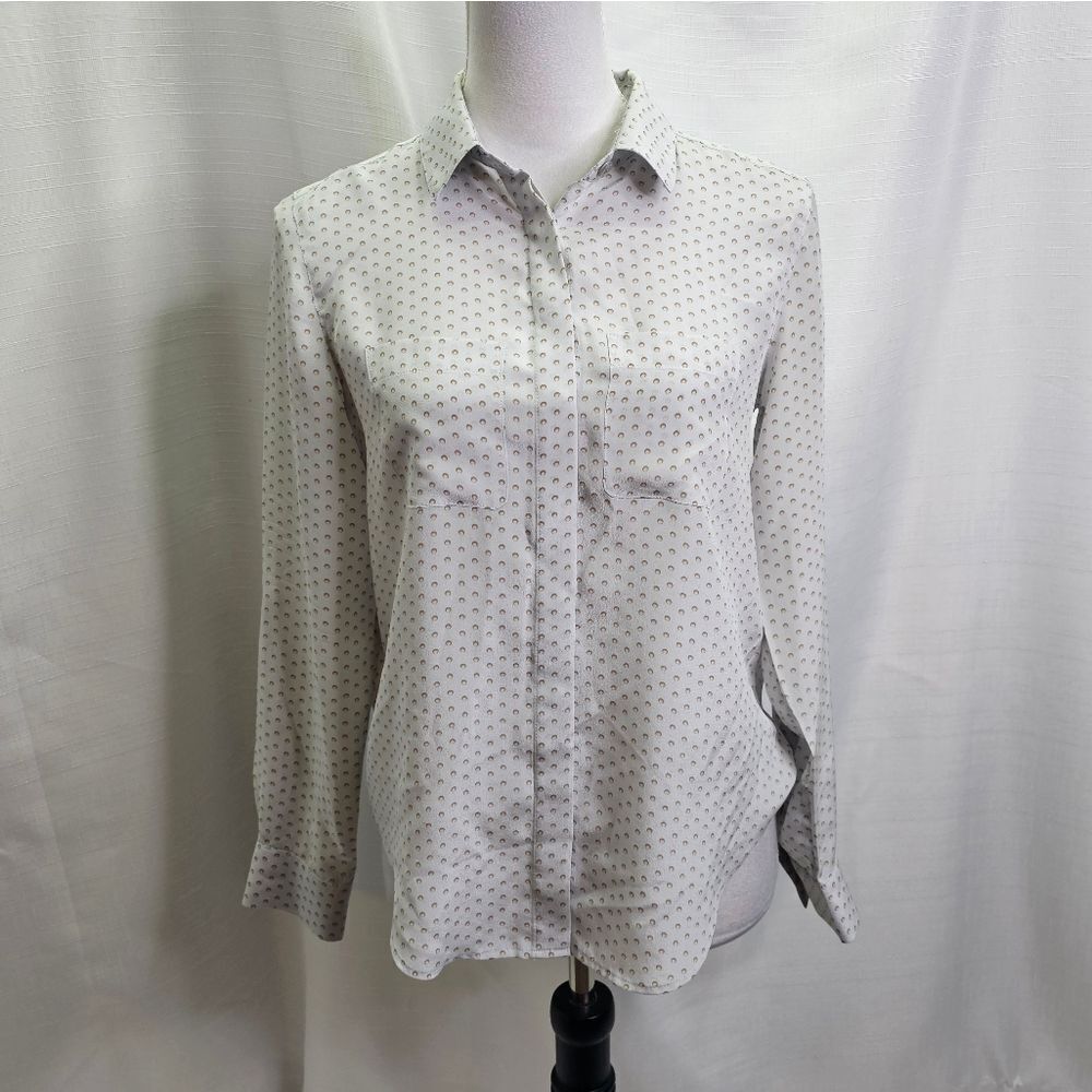Ann Taylor Light Blue Silk Button Down Shirt Size XS